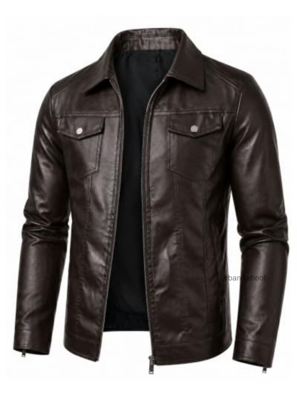Mens Faux Leather Motorcycle Jacket Biker Coat